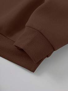 Tween Girls Vintage Heart Print Sweatshirt And Leopard Print Pants Casual Outfit - Brown - View 3