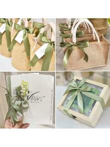 1 卷 22 米，缎带鼠尾草绿色丝带丝绸灰鼠尾草丝带适用于工艺品、毕业礼物包装、蝴蝶结、花束、蛋糕、婚礼邀请卡、派对装饰 - 鼠尾草綠 - 查看 5