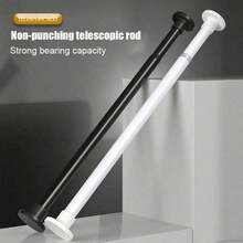 1 多功能窗帘杆、窗帘杆支架、无需钻孔、用于门帘、窗帘、半帘、短帘、咖啡帘、门帘杆、可伸缩杆、可调节烘干机、衣柜支架、家具支架、烘干机、鞋柜、收纳杆、家用浴室配件、浴室