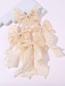 4pcs Cute & Fashionable Hair Clips, Large Colorful Polyester Bow Hair Clips, Stylish Hair Accessories, Girls Hair Decorations - Multicolor - View 11