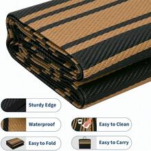 Meiyiu Waterproof Outdoor Rug 8x10/9*12/9*18, Plastic Straw Patio Camping Rug, Indoor Outdoor RV Mat Carpet For Deck, Camper, Porch, Balcony, Backyard, Picnic - Black Brown-8*10ft - 查看 2