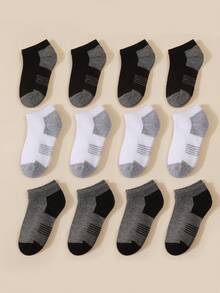 12 双儿童条纹运动短袜，柔软舒适，适合婴幼儿 - 彩色 - 查看 5