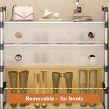 Pastel de zapatos de 5 capas, estante de zapato de entrada con estante de ropa, almacenamiento multifuncional, adecuado para el hogar, pasillo, dormitorio, entrada, balcón - Negro - Ver 3