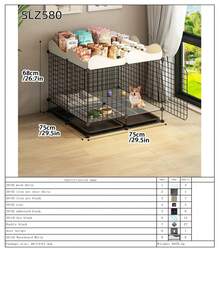 Indoor Dog Cage With Separate Litter Box For Small/Medium Dogs, Corgi & Teddy Pet Dog Kennel Fence - Multicolor - View 16