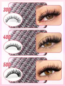 CMAYOME 640 睫毛 D-Curl 睫毛延长套装，大容量组合睫毛套装，DIY 睫毛延长套装，30D+40D+50D 睫毛簇，D-Curl 个人睫毛套装，含睫毛粘合剂和密封剂，以及 9-16mm 混合睫毛延长套装睫毛簇套装，睫毛，睫毛，假睫毛 - 彩色 - 查看 8