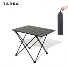 TARKA Masă pliabilă pentru camping în aer liber, petrecere, picnic, grătar, birou pliabil portabil, masă portabilă din aluminiu ultraușoară de înaltă rezistență - Negru - Vizualizare 2
