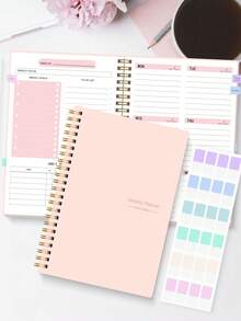Trees Weekly Planner Notebook Undated Daily Schedule Agenda Sprial Goals Planner With Habit Tracker For Women Teacher Appreciation Gifts - Pink - View 4