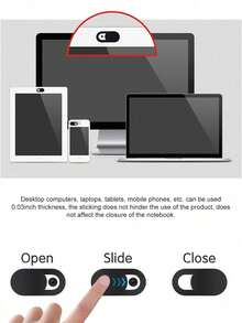 10 件笔记本电脑和平板电脑相机盖，隐私保护滑块 - 黑色 - 查看 4