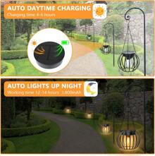 SolarLanterns Outdoor Waterproof Lights - 2 Pack Hanging Metal SolarPowered Lights, Large Round SolarChandelier Lamps With On\/Off Switch & Chains Hook  Garden Patio Yard Farmhouse Pathway Decor - 2 包 - 查看 11