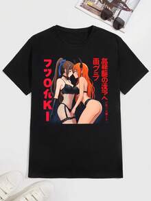 1pcs 100% Cotton T-Shirt  Anime Girls In Bikinis With Japanese Text On Side Men's T-Shirts 220g Tshirt Cotton Man Clothes Romwe Men Tshirt Christian Y2k Shirts Men Women's T-Shirts Summer Graphic T-Shirts - trắng - Xem 1