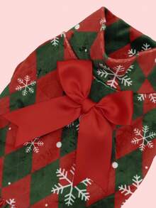 1 件格子雪花高领天鹅绒狗狗连衣裙圣诞节小狗裙子服装宠物服装猫服装带蝴蝶结适合小型犬 - 彩色 - 查看 10