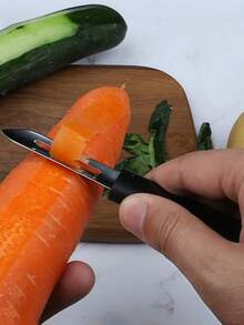 1/2 piezas Pelador de cocina, Pelador, Pelador, Cuchillo de cocina, Cuchillo de cocina, Cuchillo para verduras de acero inoxidable y plástico, color plateado y negro, 17.5 cm x 1.5 cm