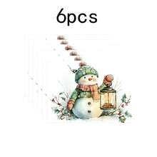 1 pieza/4 piezas/6 piezas Manteles individuales con diseño de acebo, muñeco de nieve y bayas de Navidad, manteles individuales rectangulares de poliéster lavables a máquina, protectores de mesa, manteles individuales aislantes, decoraciones de restaurante, decoraciones de mesa, artículos para fiestas, decoraciones navideñas, decoración del hogar - Multicolor - Ver 12