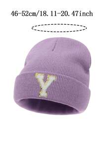 1 Pieza Gorro de Punto para Niños con Patrón de 26 Letras, Gorro de Punto de unicolor, Sombreros para Niñas, Gorros Cálidos para Exteriores, Otoño/Invierno