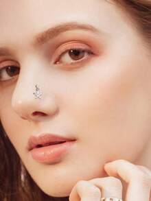 9 PCS Dangle Nose Rings - L Shaped For Women, 20G Stainless Steel Nose Rings Studs With CZ Cross, Crown, Flower, Heart Dangling Piercing Jewelry - Multicolor - View 4