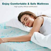 Sweetcrispy Foam Mattress Topper 2 Inch Thick Gel Infused Cooling Toppers Bed Pad, CertiPUR US Certified, Ventilated And Breathable Sleeper Sofa - 藍白色 - 查看 7