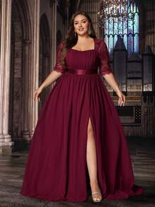 Eleganckie sukienki damskie w dużych rozmiarach, jednokolorowe, koronkowe, z krótkim rękawem