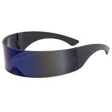 未来感十足的无框PC镜片眼镜，镜面镜架搭配有色镜片——高反射科幻设计，适合俱乐部、音乐节等场合——多场景配饰，未来感十足，派对眼镜，现代美学，经久耐用，反光眼镜，热爱生活人士日常佩戴 - 彩色 - 查看 9