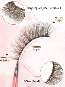 Asiteo 7对装棕色日常魅力透明蓬松长款猫眼假睫毛，自然妆效，透明睫毛梗，整条假睫毛，加长假睫毛，化妆假睫毛，假睫毛，睫毛，假睫毛 - 眼尾拉長款 - 查看 4