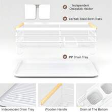 SIDIANBAN Dish Drying Rack For Kitchen Counter - Large Dish Rack With Drainboard, Rustproof Dish Drainer With Utensil Holder For Sink, 43 X 30.5 X 14 Cm Black