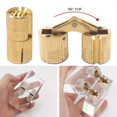 Dobradiça de cilindro oculta de cobre total de 4 peças, 8 mm-12 mm, dobradiça invisível de uma peça para caixa, armário, caixa elétrica, acessórios dobráveis