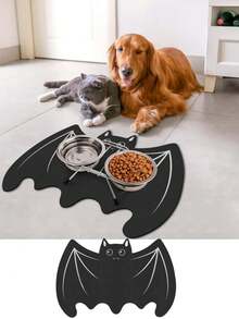 1 Pieza/Alfombrilla para mascotas con murciélago de Halloween, adecuada para comida y agua de perros, alfombrillas para comida de gatos, alfombrillas para alimentación de mascotas, antideslizante, resistente a las manchas, secado rápido, impermeable, alfombrillas para comida de mascotas, accesorios para mascotas - 60 cm x 40 cm