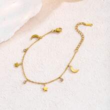 Korean Style Simple Star Moon Bracelet Women's 18K Stainless Steel Jewelry Versatile Personality Non-Fading Bracelet - Vàng - Xem 4