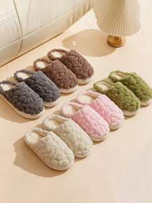 Madebyblanc 秋冬情侣保暖拖鞋，室内防滑保暖毛绒拖鞋 - 彩色 - 查看 3