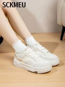 SCKMEU. 1 Pair All-Match Sporty Fashionable Women's Casual Lightweight Small White Shoes, Student Shoes, Small Size Suitable For Petite Women - 白色 - 查看 10
