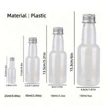 36/3pcs Plastic Liquor Bottles,Mini Empty Bottles,Multiple Colors And Sizes To Choose From, With Golden,Silvery And Black Screw Cap, Not Easy To Leak And Easy To Carry, Can Be Used For Weddings,Gatherings,Party,Birthday,Outdoor. ﻿