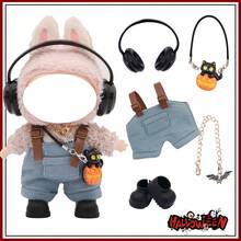 For LABUBU Halloween Costume, Headband, Bucket Hat, Sunglasses, Headphones, Suspender Pants, Jeans Set, Paired With Necklace, Bag And Shoes, Fashionable Accessories, Merchandise, Holiday & Birthday Gift (Excluding Plush Doll) - Multicolor - View 5