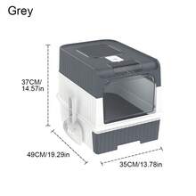 1PC Large Self-Cleaning Cat Litter Box, Cat Litter Box ,Litter Tray,Cat Accessories ,Cat Toys,Extra-Large Capacity Cat Litter Box, Odor-Proof, Leak-Proof, Not Easy To Leak, Pull-Out Design, Comfortable Toilet For Pets, Easy To Clean, Suitable For Kittens, Adult Cats, Rabbits, Size 35*48*36 Cm - 灰色 - 查看 11