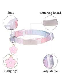 1pc Customized Gradient Colorful Cat Collar, Nylon Material Cat Collar, Can Customize Pet Name, Contact Info, Address, Anti-Lost Engraved Pet Collar, Suitable For Medium & Small Cats - Multicolor - View 5