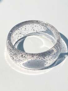 1 pieza Nuevo brazalete de resina transparente elegante, diseño geométrico asimétrico brillante, adecuado para uso diario y de fiesta