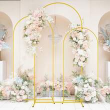 3pcs(7.2ft, 6.6ft,6ft Height) , Flowers Decoration Wedding Golden Metal Arch Stand Frame , Wedding Arch Backdrop Stand Set, Balloon Arch Kit For Ceremony Birthday Party Bridal Shower Photo Booth Garden Floral Balloon Arch Decor - 金色 - 查看 8
