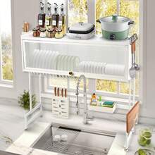 Dish Drainer, 3-Tier Stainless Steel Dish Drainer With Drip Tray, Dish Drainer With Cup Holder, Dish Dryer For Kitchen Counter - White-85*28*77cm - View 9