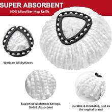 Repuestos para mopa giratoria O-Cedar, repuestos de microfibra para mopa giratoria, fácil limpieza, 1 unidad - Blanco - Ver 4