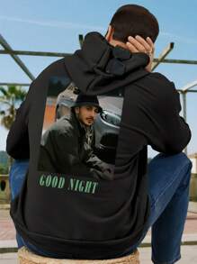 Customized Men's Autumn/Winter Hoodies, Back To School, Casual, Loose, Outdoor, Halloween, Upload Your Photos, Group Photos, Pet Photos, Add Your Own Customized Text And Personal Information. Men's T-Shirts, Casual Wear, High-Quality Men's Hoodies, Basic Style, Suitable For Boyfriend, Family, Friend's Birthday, Black Tops, Holiday Gifts, Gifts For Him