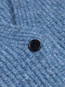 BAI YUE 男士复古休闲高端 V 领宽松常规版型针织开衫毛衣外套，秋冬 - 藍色 - 查看 9