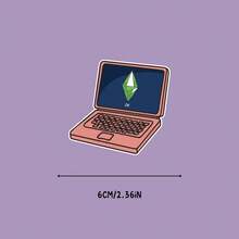 模拟人生“OK”心情乙烯基贴纸 - 自粘哑光饰面，不对称卡通设计，适用于笔记本电脑、汽车、家居装饰 - 适用于玻璃、金属和塑料表面的贴花、笔记本电脑装饰、模拟人生主题装饰 - 彩色 - 查看 5