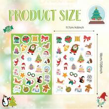176片/6张圣诞贴纸 - 可爱的圣诞老人、圣诞树、圣诞袜、雪橇和雪人图案，多用途节日乙烯基贴纸，迷你圣诞装饰贴纸，用途广泛，可用于礼品包装、日记本、马克杯和节日装饰，圣诞礼物装饰，也适用于新年、复活节、情人节、生日礼物。 - 彩色 - 查看 2