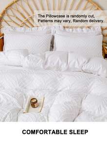 1pc/2pcs/4pcs Cozy Tufted Microfiber Pillow Cover Set (Pillow Inner Not Included), Soft & Comfortable, Suitable For All Seasons Christmas Gift - White - View 5