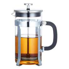 Cafetera de prensa francesa de vidrio con filtro de acero inoxidable, vidrio de borosilicato resistente a altas temperaturas, cafetera y tetera manual, gran capacidad, varios tamaños, con base y asa de silicona antideslizante, para preparar café, té y espuma de leche, ideal para el hogar, camping y café frío.