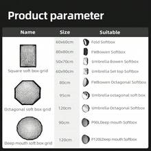 多尺寸多规格钩环安装蜂窝状网格适用于 TRIOPO Godox Ambitful 可折叠柔光箱八角形伞形抛物线柔光箱，仅网格 - 黑色 - 查看 7