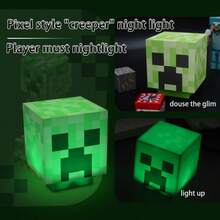 Creeper Pixel Light, LED Soft Light, Night Light, Explosion Sound, Game Atmosphere, Gift For Boys And Girls - 綠色 - 查看 3