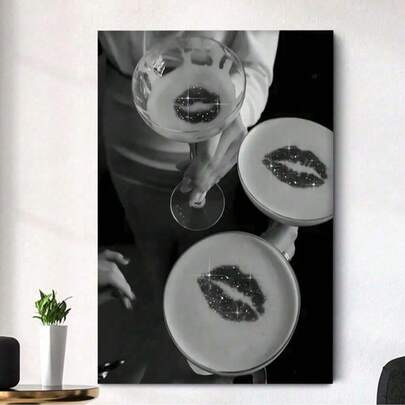 Frameless Vintage Champagne Glass Print Arcades Rooms Living Room Wall Decoration Paintings Perfect Gift Suitable For Fall Wall Stickers Wall Sticker Stickers Home Decor Room Decor