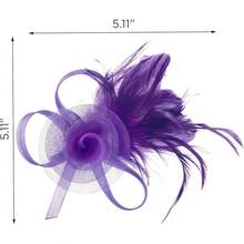 Fascinators Hats Women,Tea Party Fascinator Hair Clip With Feathers Wedding,Derby Hats Headbands - Ha9462-purple - View 4