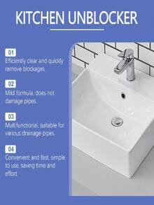 Drain Cleaner - Powerful Drain Opener For Toilet, Sink, Kitchen Pipes. Effectively Dissolves Hair, Food Debris, Grease, And Organic Matter. Unclogs Drains, Removes Odors, And Prevents Clogging Without Damaging Pipes.