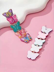 1 pereche cercei lungi din acrilic cu fluture multicolor imprimat cu jeleu, cercei suspendați la modă pentru femei