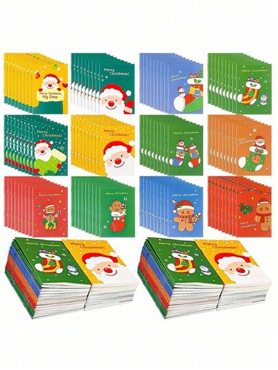 24pcs-Christmas Mini Notebook, Christmas Stocking Stuffer, 3.3in*4.7in Christmas Mini Notepad Christmas Theme Pocket Notebook Snowman Santa Claus Pattern Notebook Small Notebook Christmas Party Christmas Gift